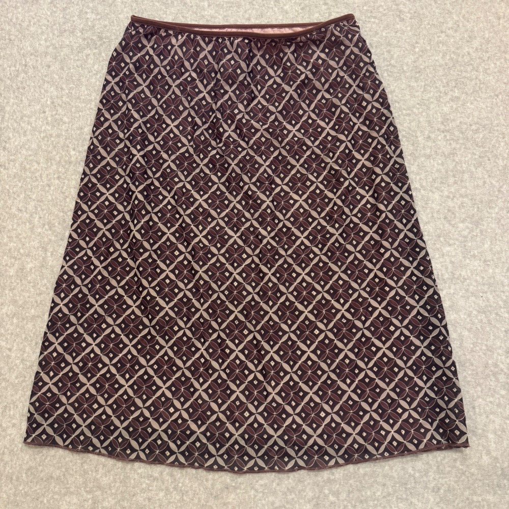 Babystyle Brown Mauve Geometric Mesh Midi Skirt Small‎ Y2K Boho